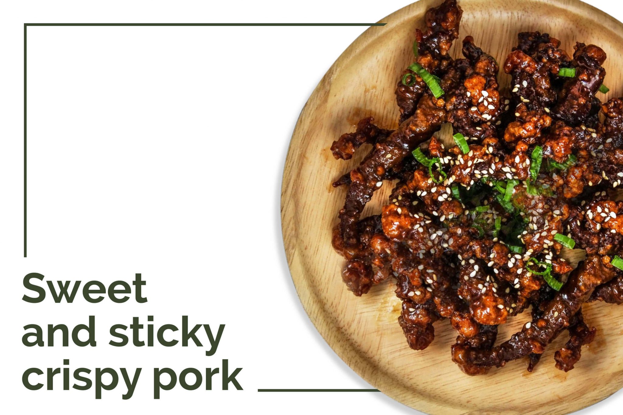 Delicious sticky crispy pork offered by Cuca Bali