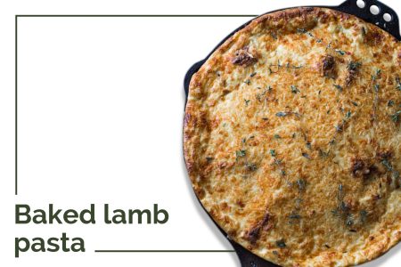 Baked lamb pasta menu at Cuca bali
